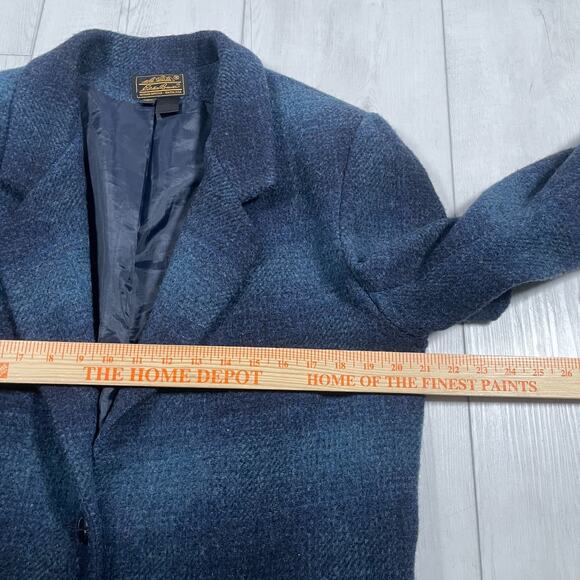 Eddie Bauer Women's Blue Plaid Two Butlton Wool Blazer Size M Vintage 90s - Picture 10 of 13